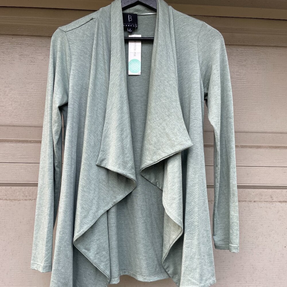 Lagenlook Sage Green Drape Cardigan Modal Small Soft Luxury Basic NWT Bobeau